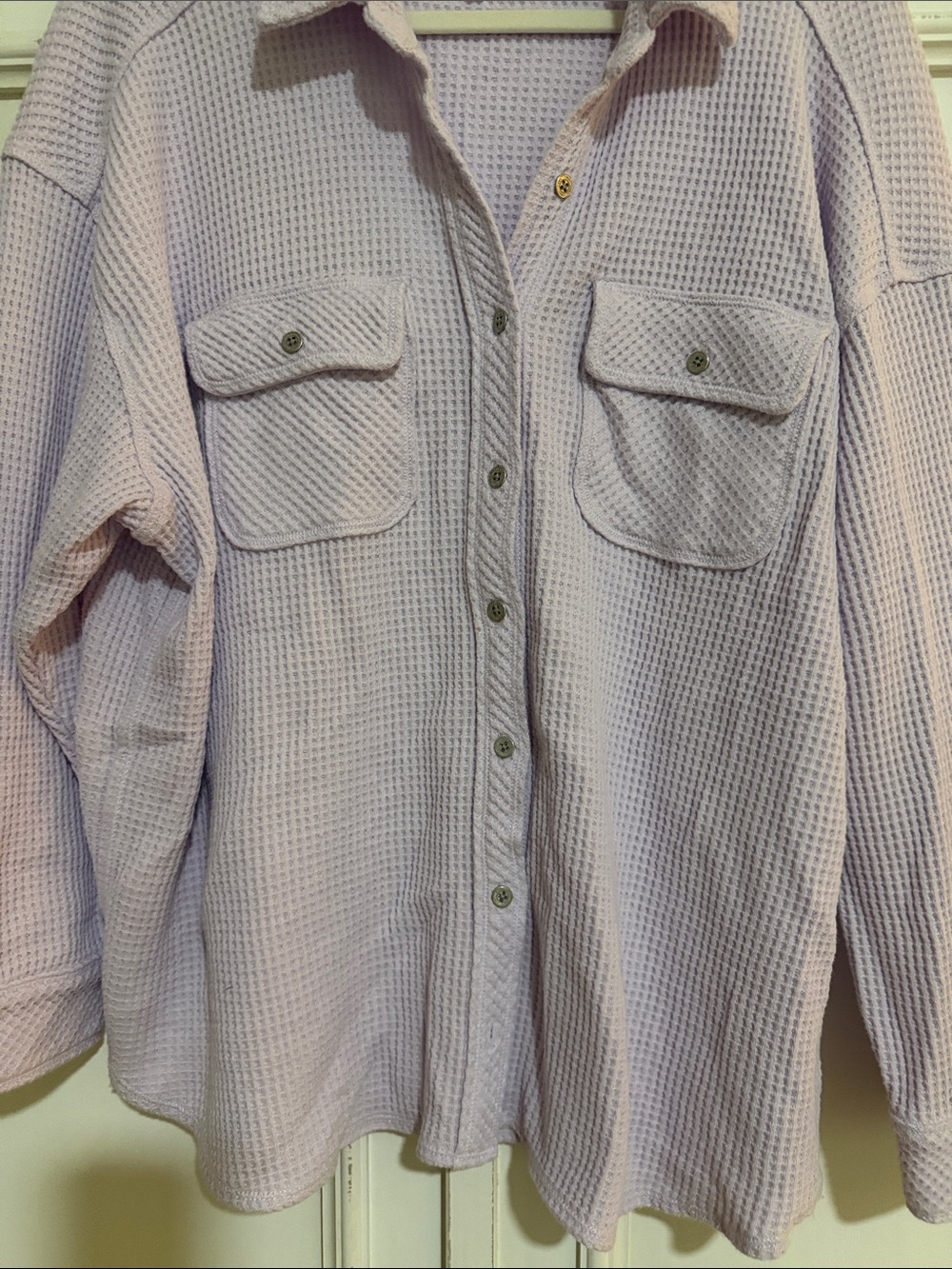 Aerie Lavender Waffle Knit Button-Up Shirt Jacket for women - Picture 3 of 5